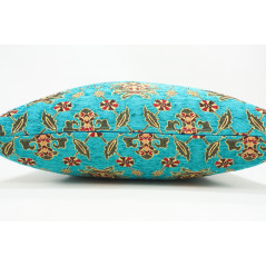 Fabric Pillow,Fabric Pillow 24x24,Turquoise Blue Topkapi Palace Tulip Pattern Turkish Jacquard Fabric Pillow Case, Throw Pillow