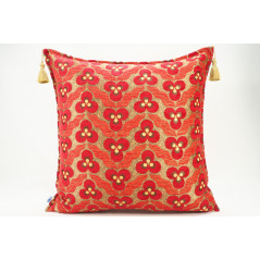 Fabric Pillow, Fabric Pillow 24x24, Red Tiger Eyes Pattern Turkish Jacquard Fabric Pillow Cover, Decorative Throw Lumbar Pillow