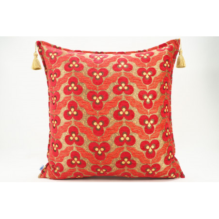 Fabric Pillow, Fabric Pillow 24x24, Red Tiger Eyes Pattern Turkish Jacquard Fabric Pillow Cover, Decorative Throw Lumbar Pillow