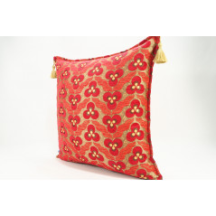 Fabric Pillow, Fabric Pillow 24x24, Red Tiger Eyes Pattern Turkish Jacquard Fabric Pillow Cover, Decorative Throw Lumbar Pillow