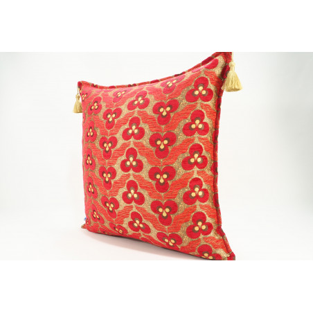 Fabric Pillow, Fabric Pillow 24x24, Red Tiger Eyes Pattern Turkish Jacquard Fabric Pillow Cover, Decorative Throw Lumbar Pillow