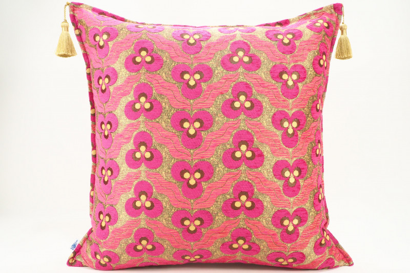 Fabric Pillow, Fabric Pillow 24x24,Mazenda Pink Tiger Eyes Pattern Turkish Jacquard Fabric Pillow Cover,Throw and Lumbar Pillow