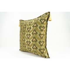 Fabric Pillow,Fabric Pillow 24x24, Moss Green Tiger Eyes Pattern Turkish Jacquard Fabric Pillow, Decorative Throw Lumbar Pillow