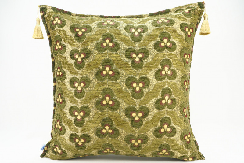 Fabric Pillow,Fabric Pillow 24x24, Moss Green Tiger Eyes Pattern Turkish Jacquard Fabric Pillow, Decorative Throw Lumbar Pillow