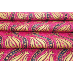 Turkish Upholstery Fabric, Turkish Fabric By the Meter, By the Yard, Pink Tulip Pattern Jacquard Chenille Upholstery Fabric