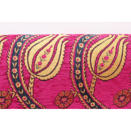 Upholstery Fabric, Turkish Fabric By the Meter, By the Yard, Pink Tulip Pattern Jacquard Chenille Upholstery Fabric