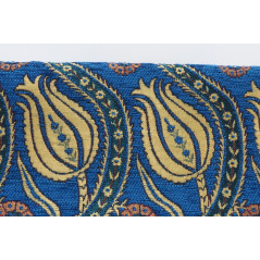 Upholstery Fabric, Turkish Fabric By the Meter, By the Yard, Navy Blue Tulip Pattern Jacquard Chenille