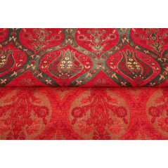 Turkish Upholstery Fabric, Turkish Fabric By the Meter, By the Yard, Red Tulip Pattern Jacquard Chenille Upholstery Fabric