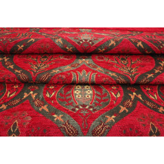 Turkish Upholstery Fabric, Turkish Fabric By the Meter, By the Yard, Red Tulip Pattern Jacquard Chenille Upholstery Fabric