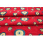 Upholstery Fabric, Turkish Fabric By the Meter, By The Yard, Red Evil Eye Pattern Jacquard Chenille Upholstery Fabric