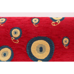 Upholstery Fabric, Turkish Fabric By the Meter, By The Yard, Red Evil Eye Pattern Jacquard Chenille Upholstery Fabric