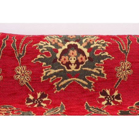 Upholstery Fabric, Turkish Fabric By the Meter, By the Yard, Red Tulip Pattern Jacquard Chenille Upholstery Fabric