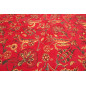 Upholstery Fabric, Turkish Fabric By the Meter, By the Yard, Red Carnation Pattern Jacquard Chenille Upholstery Fabric