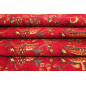 Upholstery Fabric, Turkish Fabric By the Meter, By the Yard, Red Carnation Pattern Jacquard Chenille Upholstery Fabric