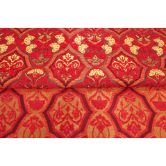 Turkish Upholstery Fabric, Turkish Fabric By the Meter, By the Yard, Red Carnation Pattern Jacquard Chenille Upholstery Fabric