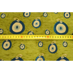 Upholstery Fabric, Turkish Fabric By The Meter, By The Yard,Pistachio Green Evil Eye Pattern Jacquard Chenille Upholstery Fabric