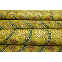 Turkish Upholstery Fabric,Turkish Fabric By the Meter, By the Yard, Green Tulip Pattern Jacquard Chenille Upholstery Fabric