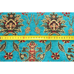 Turkish Upholstery Fabric, Turkish Fabric By the Meter, By the Yard, Turquoise Blue Tulip Pattern Upholstery Fabric