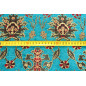 Upholstery Fabric, Turkish Fabric By the Meter, By the Yard, Turquoise Blue Tulip Pattern Upholstery Fabric