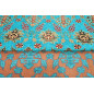 Upholstery Fabric, Turkish Fabric By the Meter, By the Yard, Turquoise Blue Tulip Pattern Upholstery Fabric