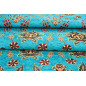 Upholstery Fabric, Turkish Fabric By the Meter, By the Yard, Turquoise Blue Tulip Pattern Upholstery Fabric