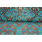 Upholstery Fabric,Turkish Fabric By the Meter, By the Yard, Turquoise Blue Tulip Pattern Upholstery Fabric