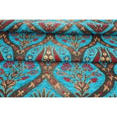 Turkish Upholstery Fabric,Turkish Fabric By the Meter, By the Yard, Turquoise Blue Tulip Pattern Upholstery Fabric