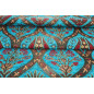 Upholstery Fabric,Turkish Fabric By the Meter, By the Yard, Turquoise Blue Tulip Pattern Upholstery Fabric