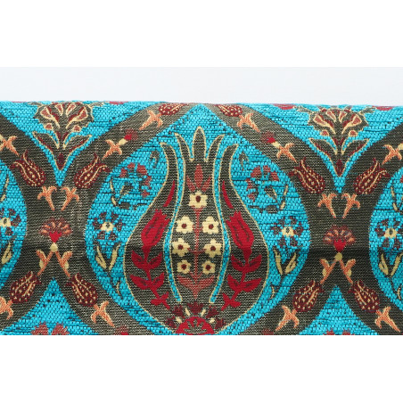 Upholstery Fabric,Turkish Fabric By the Meter, By the Yard, Turquoise Blue Tulip Pattern Upholstery Fabric