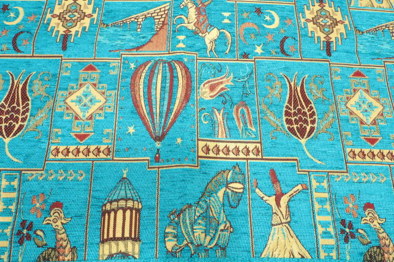 Upholstery Fabric,Turkish Fabric By the Meter, By the Yard, Turquoise Blue Dream Pattern Upholstery Fabric