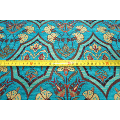 Turkish Upholstery Fabric,Turkish Fabric By the Meter, By the Yard, Turquoise Blue Carnation Pattern Upholstery Fabric