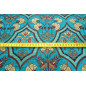 Upholstery Fabric,Turkish Fabric By the Meter, By the Yard, Turquoise Blue Carnation Pattern Upholstery Fabric