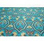 Upholstery Fabric,Turkish Fabric By the Meter, By the Yard, Turquoise Blue Carnation Pattern Upholstery Fabric