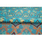 Upholstery Fabric,Turkish Fabric By the Meter, By the Yard, Turquoise Blue Carnation Pattern Upholstery Fabric