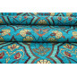 Upholstery Fabric,Turkish Fabric By the Meter, By the Yard, Turquoise Blue Carnation Pattern Upholstery Fabric