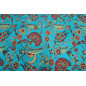 Upholstery Fabric, Turkish Fabric By the Meter, By the Yard, Turquoise Blue Carnation Pattern Upholstery Fabric