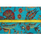 Upholstery Fabric, Turkish Fabric By the Meter, By the Yard, Turquoise Blue Carnation Pattern Upholstery Fabric