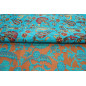 Upholstery Fabric, Turkish Fabric By the Meter, By the Yard, Turquoise Blue Carnation Pattern Upholstery Fabric