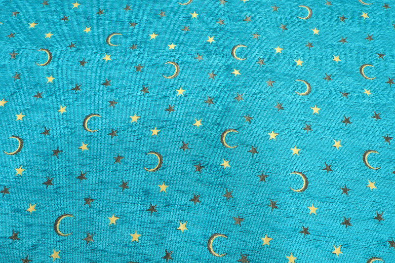 Upholstery Fabric,Turkish Fabric By the Meter, By the Yard, Turquoise Blue Arabian Night Pattern Upholstery Fabric