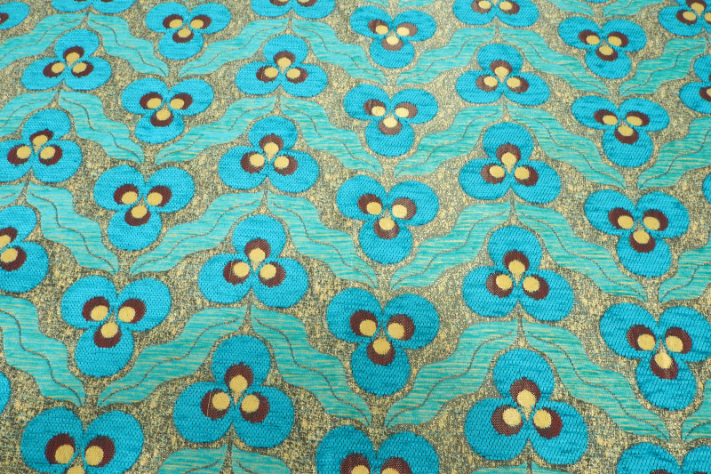 Upholstery Fabric,Turkish Fabric By the Meter, By the Yard, Turquoise Blue Tiger Eye Pattern Jacquard Upholstery Fabric