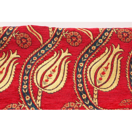 Upholstery Fabric, Turkish Fabric By the Meter, By the Yard, Red Tulip Pattern Chenille Upholstery Fabric