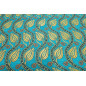 Upholstery Fabric,Turkish Fabric By the Meter, By the Yard, Turquoise Blue Tulip Pattern Chenille Upholstery Fabric