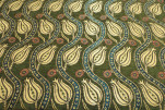 Upholstery Fabric, Turkish Fabric By the Meter, By the Yard, Moss Green Tulip Pattern Jacquard Chenille