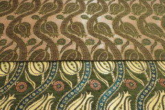 Upholstery Fabric, Turkish Upholstery Fabric, Fabric By the Meter, By the Yard, Moss Green Tulip Pattern Fabric