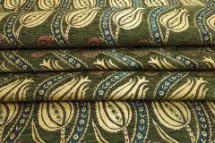 Upholstery Fabric, Turkish Upholstery Fabric, Fabric By the Meter, By the Yard, Moss Green Tulip Pattern Fabric