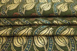 Upholstery Fabric, Turkish Fabric By the Meter, By the Yard, Moss Green Tulip Pattern Jacquard Chenille