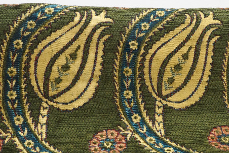 Upholstery Fabric, Turkish Fabric By the Meter, By the Yard, Moss Green Tulip Pattern Jacquard Chenille