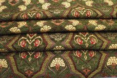 Upholstery Fabric, Turkish Upholstery Fabric, Fabric By the Meter, By the Yard, Moss Green Carnation Pattern Fabric