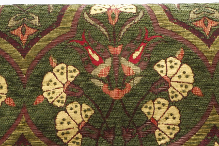 Upholstery Fabric, Turkish Fabric By the Meter, By the Yard,Moss Green Carnation Pattern Jacquard Chenille Upholstery Fabric