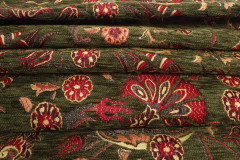 Upholstery Fabric, Turkish Upholstery Fabric, Fabric By the Meter, By the Yard, Moss Green Carnation Pattern Fabric